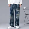 Jeans Masculino Calças Casual Vintage Roupas Largas Calças de Perna Reta Moda Coreana Homem Streetwear Harajuku Oversize