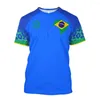 Herren-T-Shirts, Brasilien-Jersey-T-Shirt, Flaggenauswahl, Fußball-Team-Shirt, O-Ausschnitt, übergroße Baumwolle, kurzärmelige Kleidung, Sport