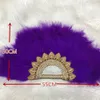 Autres outils à main 1pcs Éventail à la main en plumes de dinde africaine à la main Éventail noir pour la danse Décoration de mariage Éventail avec pierres faites à la main Éventail personnalisé 230724