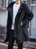 Jaquetas masculinas primavera outono longo trench coat homens moda com capuz blusão preto casaco casual tamanho grande 6xl 7xl 8xl 230724