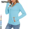 Womens hoodies tröjor Tacvasen Summer Sun Protection Long Sleeve Casual Shirts Upf 50 Block Full Zip Tshirts With Zipper Pockets 230725