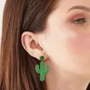 Boucles d'oreilles modernes femmes 2023 Cactus perlé goutte à la main perle de rocaille coeur cerceau balancent bohême déclaration boucle d'oreille