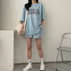 Tweedelige damesbroek Katoenen T-shirt en short voor dames zomerset BROOKLYN bedrukt tweedelige klassieke oversized damessportkleding 230720