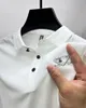 Herrpolos lyxiga högkvalitativa isilke kortärmad t-shirt för mäns sommarhög elasticitet andningsbar toppmärke tryckt lapel casual polo shirt 230724