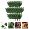 Dekorativa blommor 50 datorer Faux Greenery Garlandations Plastic PVC Pine Needles Fake Branch 8cm 8.5x6.5cm Christmas Artificial Pick