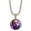 14K Custom Made Po Médaillons Ronds Pendentif Collier Avec 3mm 24 pouces Corde Chaîne Argent Or Couleur Zircon Hommes Hiphop Jewelry3266