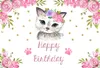 Background Material Photo Background Pink Kitten Pet Claw Cat Birthday Party Cat Owner Children's Cake Table Decoration Background Photo Studio x0724
