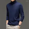 Pulls pour hommes pull à col roulé à manches longues Ultra-Fine laine peignée couleur unie décontracté léger mince haut tricoté hommes