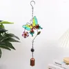 Jewelry Pouches Butterfly Glass Colored Painting Metal Wind Chime Iron Crafts Pendant Creative Garden Pastoral Gifts Outdoor