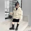 Down Coat Girls Imitation Fur One-piece Coat 2022 Winter Children's Plush Thick Outerwear Kids PU Fake Fur Warm Jacket HKD230725