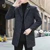 Herrjackor Men Windbreaker Classic Autumn Winter Mid-Längd Solid Color Thicked Woolen Blazer Coat Soft Padded Jacket
