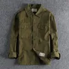 Camicie casual da uomo Autunno Camicia cargo con risvolto a maniche lunghe in stile militare retrò americano Cappotto di camicette vecchie in puro cotone lavato