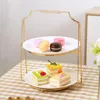 Plattor 2 Tiered Cake Stand Pography Accs landskapsmaterial för middagar Dekorativa