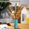 Fiori secchi Ramo di eucalipto oro artificiale Piante artificiali per la decorazione domestica autunnale Disposizione dei fiori di nozze Verde R230725