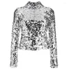 Женские футболки Ts Spring 2023 Серебряный шифрование серебряной шифрование с высоким шеей