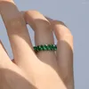 Wedding Rings Female Stacking Full Green Stone Ring Silver Color Marquise Cut Zircon Vintage For Women Engagement Jewelry