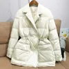 Parkas en duvet pour femmes 2021 hiver nouveau col de costume pour femmes doudoune mode tempérament tout match cordon taille blanc duvet de canard veste femmes HKD230725