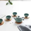 Bordmattor Rustik Eco Friendly Wood Set 6 bitar Holder Dricks Coffee Tea Tablett Möbler Skydd 9x9cm vardera