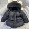 Casaco de penas para meninas jaqueta de inverno de penas de comprimento médio engrossado branco pato roupas de penas coreanas para crianças gola de pele grande roupas quentes HKD230725