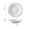 Piatti 2 pezzi/set piatto fondo in ceramica filettato bianco da 8,5 pollici per servire la cena a casa