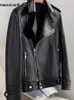 Mäns jackor Mauroicardi Spring Autumn Short Blue Black Pu Leather Motorcykel Biker Jacket Män Lång ärm blixtlås plus storlek ytterkläder 4xl 5xl 230724