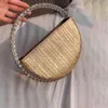 Bolso de noche con asa circular para mujer, elegante diseñador, diamantes, redondo, rojo, bolso de mano, bolso elegante para mujer, fiesta 230724