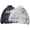 Kvinnor Down Parkas Rainbowtouches Men Hip Hop Oversize Padded Bomber Jacket Coat Streetwear Graffiti Jacka Parka Cotton Harajuku Winter Down Coat HKD230725