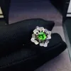 KJJEAXCMY Fine Jewelry S925 Sterling Silver Incrusté Naturel Tsavorite Girl Luxury Gemstone Ring Support Test Style Chinois