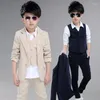 Clothing Sets Toddler Boys Three Pieces Coat And Vest Pants Wedding Clothes Roupas De Menino Kids 6BSET002