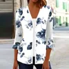 Women's Blouses Women Cardigan Single Breasted Floral Printed Vacation Wear Open Front Loose T-shirt For Casual