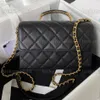 10A Mirror Quality Designers Small Carryme Flap Bag 22cm Luxurys Womens Handle Handbags Black Quilted Calfskin Purse Crossbody Shoulder Chain Strap Bag With Box