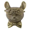 Decorative Objects Figurines Bronzed Resin Animal Head Sculpture with Glasses Bear Statue Wall Decor 3D Animal Home Halloween Decor 230724