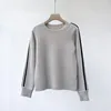 Women's Sweaters Round Neck Wool Cashmere Pullovers Contrast Color Stitching Vertical Stripes Dropped Shoulder Long Sleeve Sweater