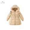 Manteau en duvet Dave Bella hiver bébés filles 5Y-13Y mode solide manteau en duvet à capuche enfants 90% duvet de canard blanc rembourré enfants veste DK4224028 HKD230725