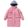 Down Coat 2022 New winter children's down jacket Girls' pink fashion long duck down coat Girls waterproof and anti-fouling warm thick coat HKD230725