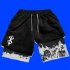 Mäns shorts y2k Summer Men Streetwear Anime High midjan överdimensionerad andningsgym Korta byxor tränar fitness träning spår shorts kläder 230724