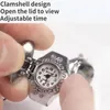 حلقات الكتلة Opal Small Dial Quartz Ring Ring Watch Watch Clamshell Design القابلة للتعديل على مدار الساعة أزياء إكسسوارات النساء