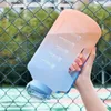 Wasserflaschen 1,5 l/2,3 l Sportflasche mit großem Fassungsvermögen und Bounce-Cover-Skala-Erinnerung, gefrosteter Studentenbecher für Fitness