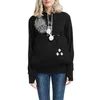 Kvinnors tröjor Kvinnor Long Zip Up Sweatshirt Autumn and Winter Pet Hooded Sweater Pullover Löst solid färg stora tunika toppar kvinnor