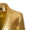 Men's Suits Blazers Men's Shiny Gold Silver Blazer Pants Tuxedo jacket Suit 2pcs Stage Singer Metallic Suit mens halloween cosplay costumes 230724