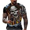 Herren T-Shirts Sommer Death Skull Print Shirt für Männer Terror Harajuku Übergroße Kurzarm Top Trend Freizeit O-Ausschnitt T-Shirts Vintage Kleidung