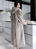 女性の毛皮2023ミンクコート冬の模倣カジュアルウォームウインドブレーカールーズフード付きフェイクジャケットフェミニナ