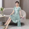 Vestuário étnico 2023 Chinês Melhorado Cheongsam National Phoenix Bordado Vestido Qipao Elegante Festa Oriental Banquete Vestido De Noite