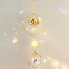 Garden Decorations Hanging Crystal Prism Sun Catcher Boho Feng Shui Metal Crystals Window Wind Chime Pendant For Home Office Decoration Gift
