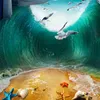 Bakgrundsbilder Wellyu Anpassade stora väggmålning PVC Waterproof Wave Sea Bird Beach Toalett Badrum 3D -våning klistermärke