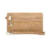 Portefeuilles Vintage PU cuir bracelet pochette femmes luxe Designer moraillon fermeture éclair longue femme mode polyvalent porte-cartes