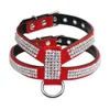 Bling Rhinestone Dog Harness Leather Valp Cat Harness Vest Leash Set för liten medelstor hund Chihuahua Pug Yorkshire Pet Supplies L230620