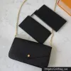 Bolso de diseñador Bolso de mujer Monedero Embrague Cuero Caja original Código de fecha de calidad de alto grado Número de serie Flor tres en una cadena bolsos crossbody