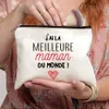 Best Mom French Bedruckter Kosmetikkoffer für Damen, Make-up-Taschen, Reise-Kulturbeutel, Aufbewahrungstasche für Damen, Geschenke zum Muttertag