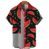 Men's Casual Shirts Designer Fruit Print Short Sleeve Pineapple Pattern Tops Fashion Men Clothing Summer Hawaiian Beach